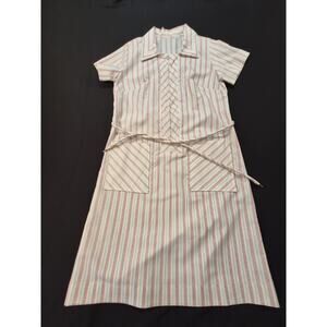 Womens Vintage Shirt Dress Medium Rainbow Striped 1950s